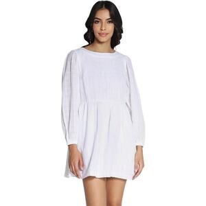 AMERICAN EAGLE Mini Dress MEDIUM White Windowpane Long Sleeve NWOT